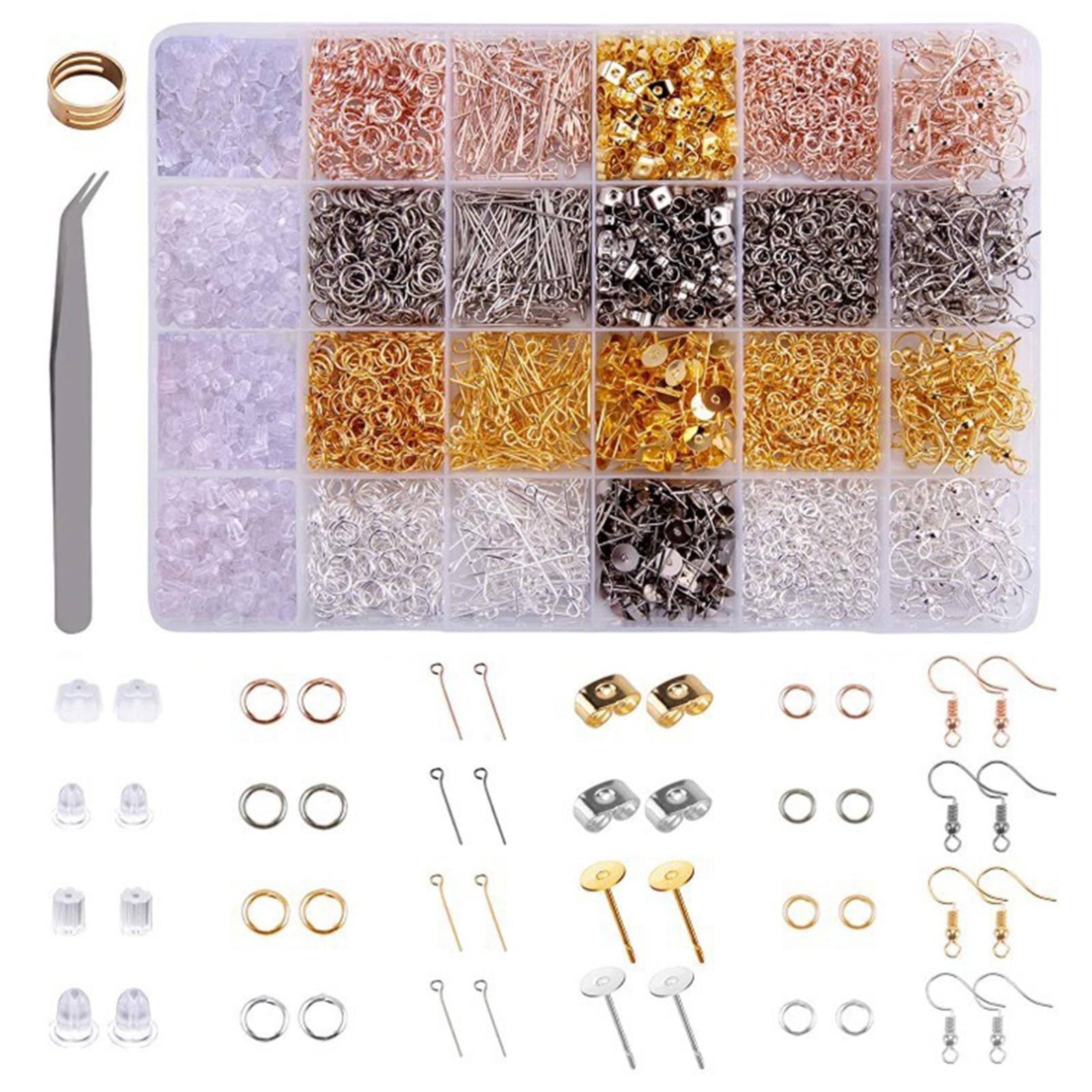 Milageto 3600Pcs Earring Making Kit DIY Earrings Posts Earring Findings Silicone Earrings