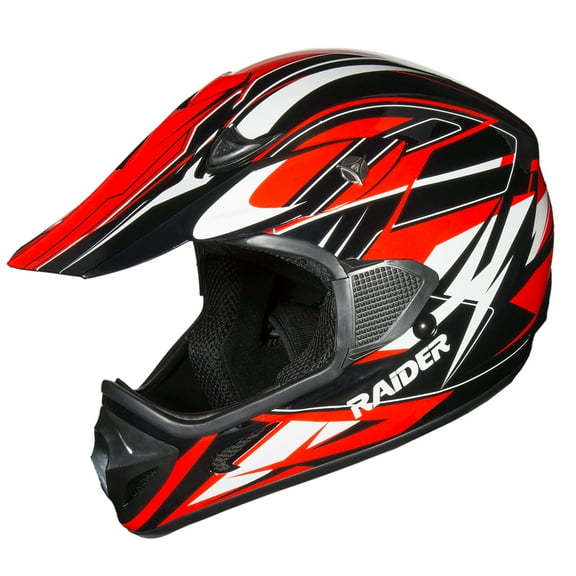 Raider Motocross RX1 Open Face Helmet DOT Approved - Red - XL