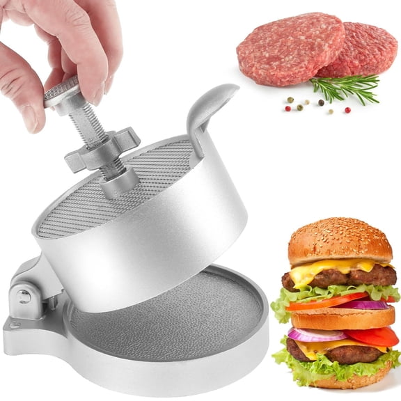 Adjustable Burger Press, Heavy-Duty Non-Stick Patty Maker for 1/4 to 3/4 lb Burgers, Aluminum Alloy 12.5x18cm