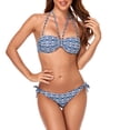 thumbnail image 1 of Traje de baño de playa de moda para mujer, diseño de lazo, bikini halter con estampado dividido, talla L, 1 of 8