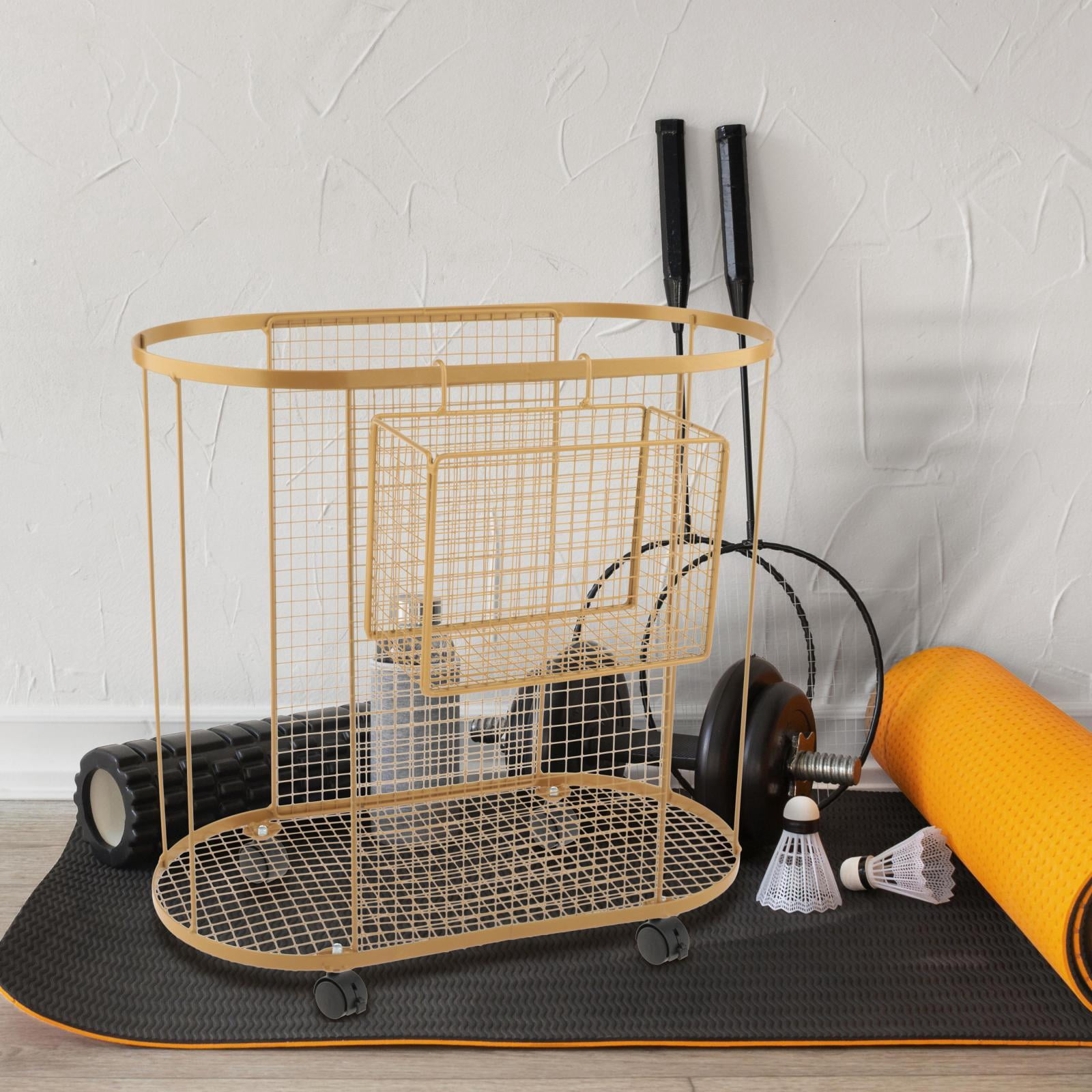 Gym Storage Rack Yoga Mat Holder Dumbbell Cart Iron Material with Wheels for Home Fitness Studio