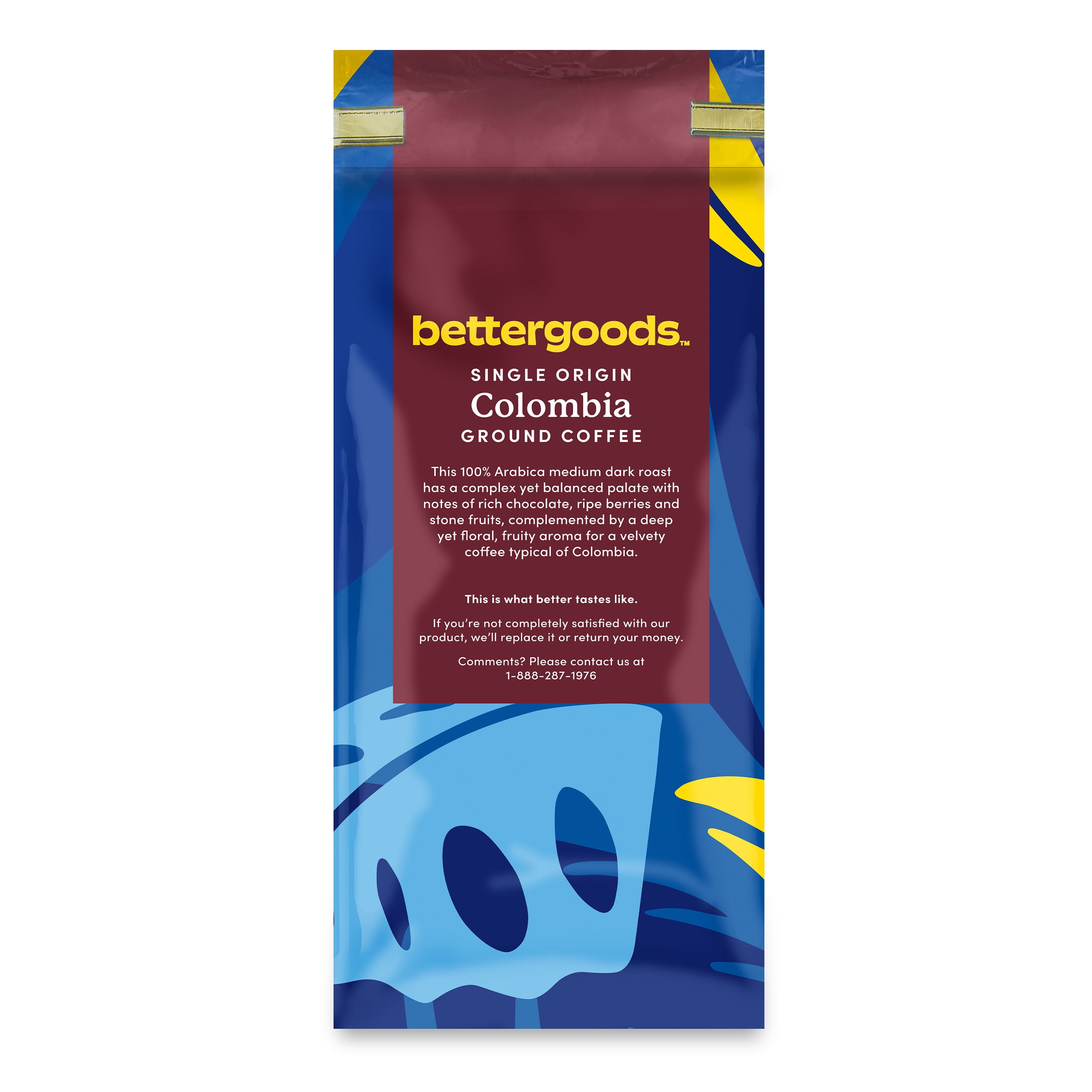 (6 pack) bettergoods Single Origin Colombia Ground Coffee, Medium Dark Roast, 12 oz