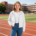 thumbnail image 5 of Abcomgle Kids Zip Up Sweatshirt for Girls Cropped Long Sleeve Jacket for Girls Cute Trendy Lightweight Girls Hoodies with Pockets, 5 of 7