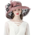 thumbnail image 6 of Women's Derby Church Hat Bridal Tea Party Wedding Party Sun Hat with Detachable Hat Flower as Fascinators, 6 of 6