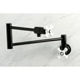 thumbnail image 2 of Kingston Brass KS4100PX Metropolitan Two-Handle 1-Hole Wall Mount Pot Filler Faucet in Matte Black, 2 of 8