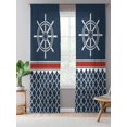 thumbnail image 5 of Sheer Curtains 108 Inches Long, Navy Blue Coastal Semi Sheer Curtains Light Filtering Window Treatment, Nautical Ocean Sea Rudder Abstract Art Privacy Voile Drapes for Living Room 52x108 Inch, 5 of 7
