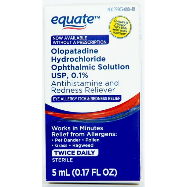 Equate Olopatadine Solution 0.1 Twice Daily Eye Allergy Itch Relief
