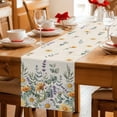 thumbnail image 5 of Floral Eucalyptus Leaves Table Runner - 36 Inch Long Daisy Summer Botanical Rustic Cotton and Linen Blended Dress Scarves Farmhouse Table Runner for Kitchen Dining, Coffee Table, 13" x 36", 5 of 8