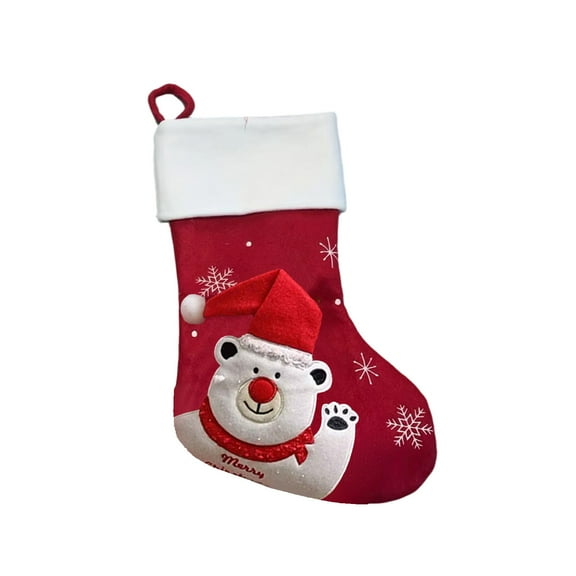 CuiLiyq Personalized Decoration Christmas Socks, Soft Christmas Socks with Penguin Bear Snowman Printed, for Family Holiday Parties Fireplace Pendant, and Christmas Gifts (Bear)