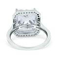 thumbnail image 2 of Halo Emerald Cut Engagement Ring Simulated Cubic Zirconia 925 Sterling Silver Size 6, 2 of 5