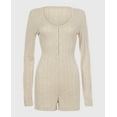 thumbnail image 4 of Placket Front Onesie in Cozy Light Oatmeal, 4 of 5
