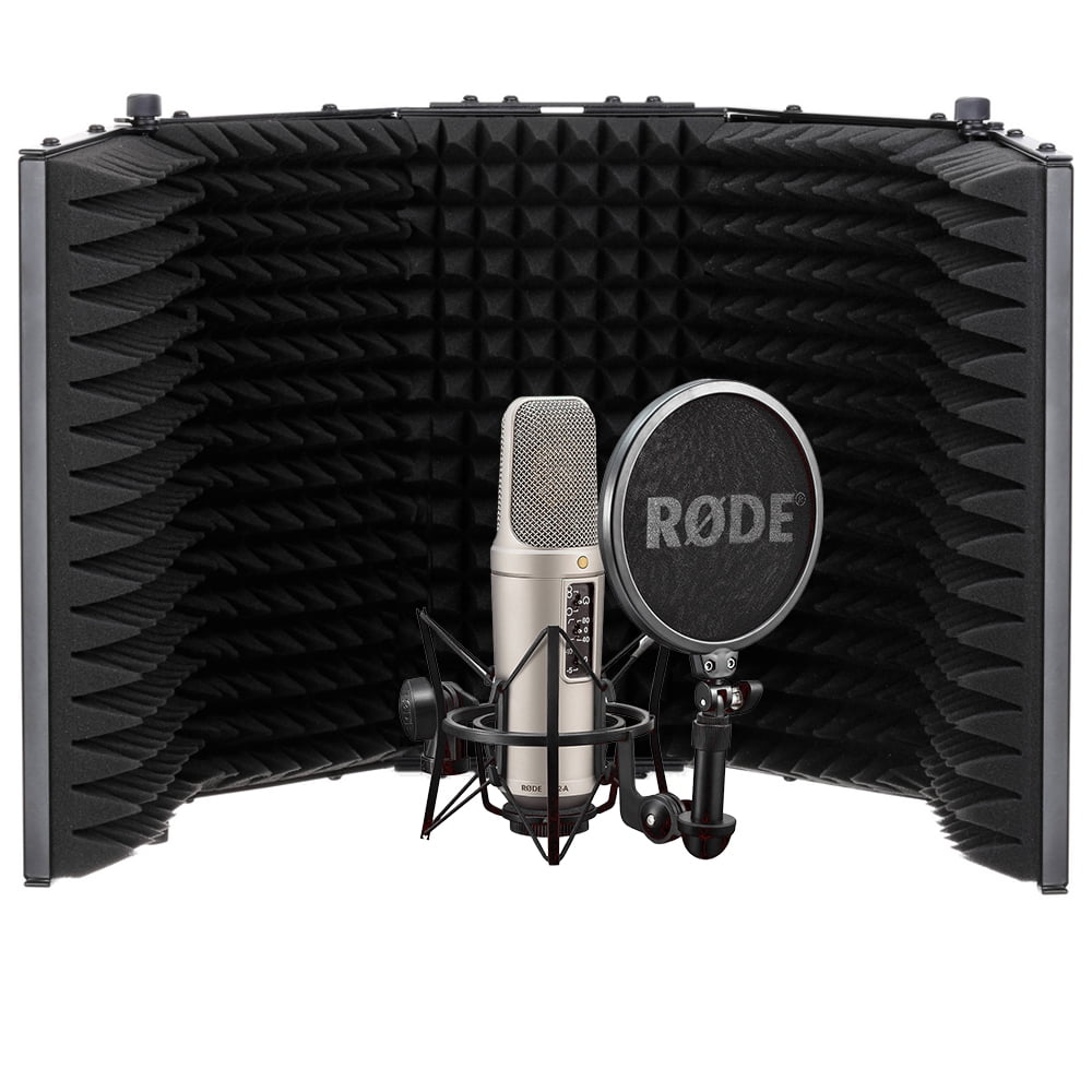 RODE NT2-A Large-Diaphragm Multipattern Condenser Microphone Bundle with Auray RF-5P-B Reflection Filter (Metal) and Auray RFMS-580 Filter Mic Stand