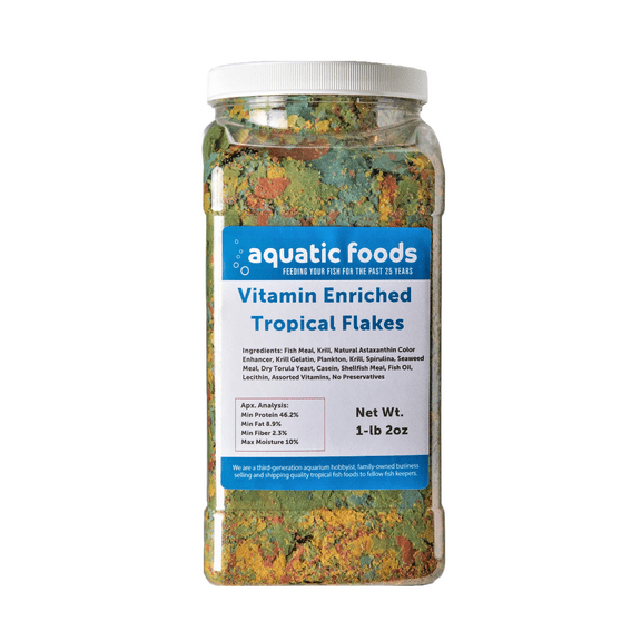 Premium Vitamin Enriched Tropical Flakes for All Community Tropical Fish, Cichlids and Pond Fish - AFI Vitamin Tropical Flakes …1-lb 2oz Lg Jar