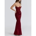 thumbnail image 4 of Women'S Bodycon Dress with A Cinched Waist Strapless Design Off-the-Shoulder Style with Boning Wine Red L, 4 of 9