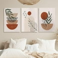 thumbnail image 4 of Terracotta Framed Boho Wall Art Set of 3, Mid Century Modern Abstract Wall Decor,Minimalist Leaf Art Neutral Geometric Wall Decor Canvas Prints Ready To Hang for Living Room Wall Decor 12"x16", 4 of 13