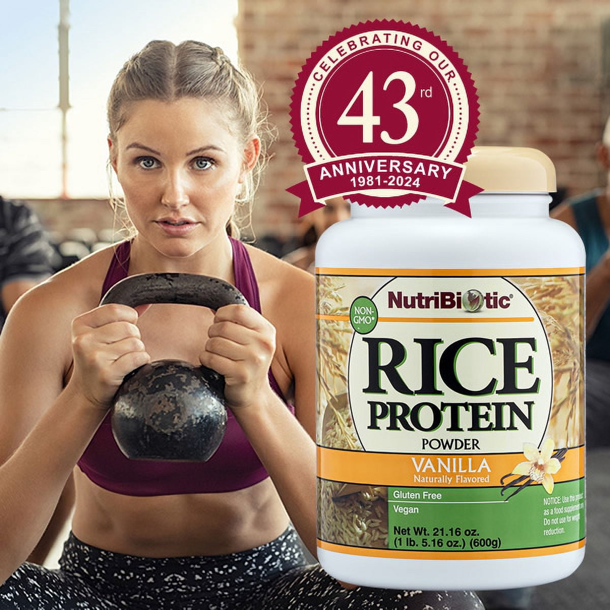 NutriBiotic Vanilla Rice Protein, Vegan Protein Powder, 1 Lb. 5 Oz (600g)