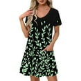 thumbnail image 2 of gljltg Women's Summer Print Short Sleeve V-neck Casual Dress – Polyester Lightweight Fabric for Party Date Daily Outfits with Flattering Silhouette & Summer Print Design, 2 of 8