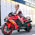 thumbnail image 2 of Motocicleta eléctrica para niños de 12 V, coche con luces LED, color rojo, 2 of 6