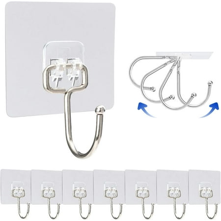 

40Pack Large Adhesive Hooks 30Ib(Max) Waterproof and Rustproof Wall Hooks for Hanging Heavy Duty to use Inside Kitchen Bathroom Home and Office