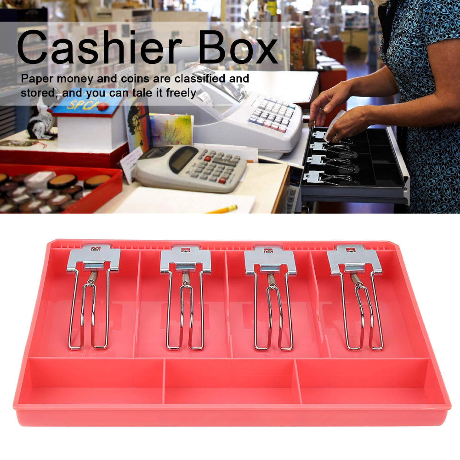 Cash Register Drawer Box Tray Replacement Cashier w/ Clip for Store Supermarket 