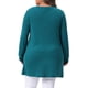 thumbnail image 3 of Suéteres de talla grande Agnes Orinda para mujeres, cuello redondo, de manga larga, tejido acanalado, suelto, con bolsillo, top 3X azul lago, 3 of 5