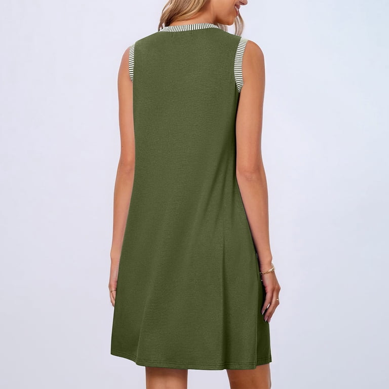 Under $20 Womens Dresses Summer Saving, Women's Casual Sleeveless Mini Sundress Summer Spring Crewneck Tank Loose Beach Short Dresses(Olive Green,M) - Walmart.com Under $20 Womens Dresses Summer Saving, Women's Casual Sleeveless Mini Sundress Summer Spring Crewneck Tank Loose Beach Short Dresses(Olive Green,M) - Walmart.com