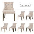 thumbnail image 6 of Dining Chair Set of 6, Modern Tufted Upholstered Fabric Kitchen Chairs with Solid Wood Legs and Copper Nails Trim, Comfy Leisure Padded Chairs Side Chair for Living Room Dining Room, Beige, 6 of 7