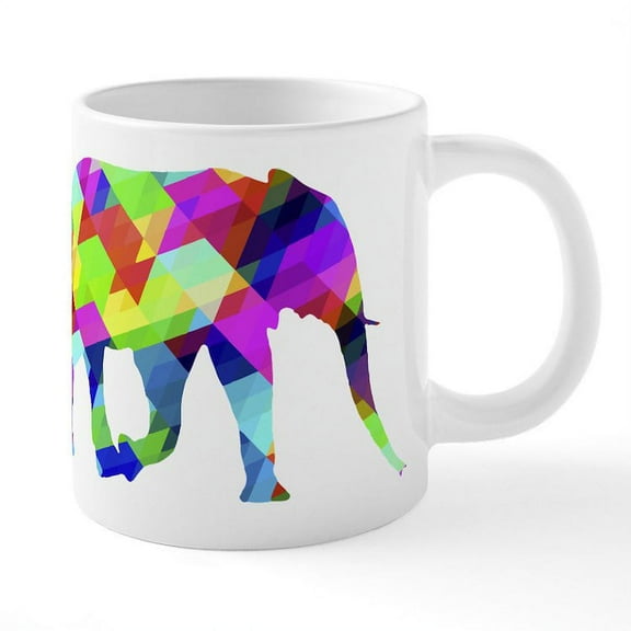 CafePress - Multi Color Elephant - 20 Oz White Ceramic Mega Mug