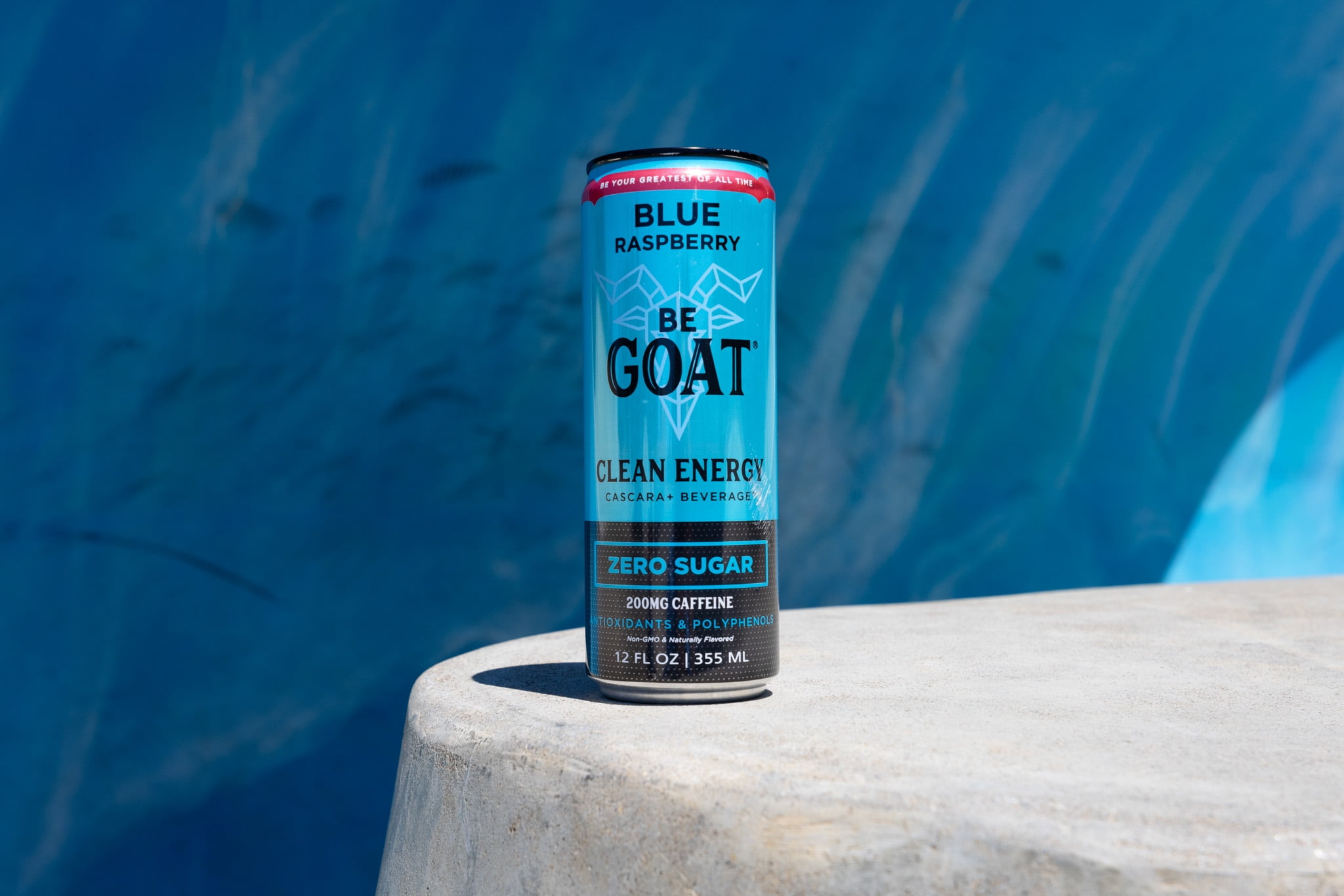 BeGOAT Blue Raspberry Zero Sugar Clean Energy Drink, 12 oz can (12 Pack)