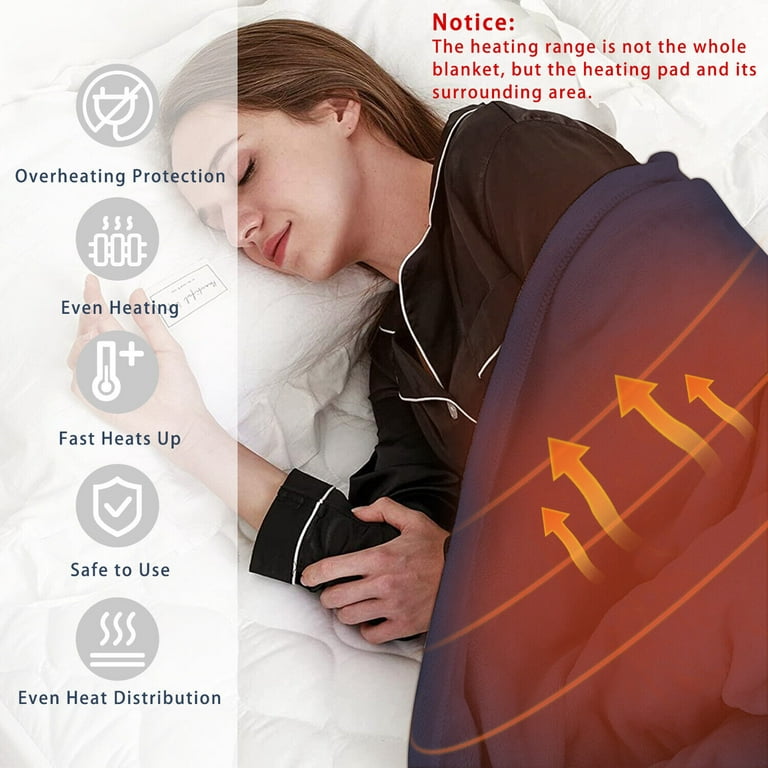 Electric Blanket Heated Throw Cordless Heating Pad Portable USB Heated  Blanket