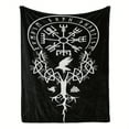 thumbnail image 2 of Nordic Rune & Raven Flannel Blanket – Cozy Soft Throw with Odin's Tree & Mystic Sigils, Black with White Design, Perfect for Home Decor, Comfort, 2 of 6