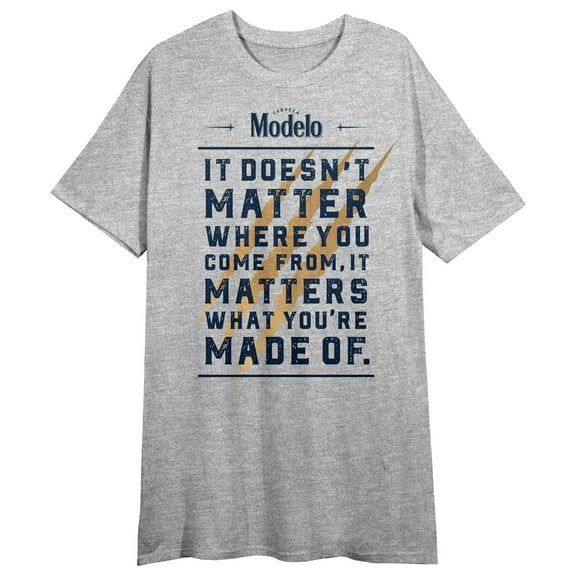 Modelo It's What You're Made Of Crew Neck Short Sleeve Gray Heather Women's Night Shirt-Small