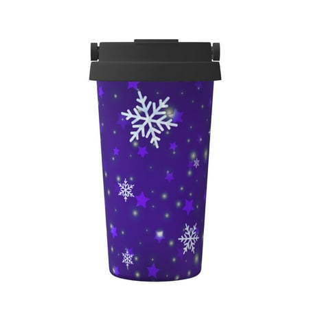 

Sikiie Dark Purple Snowflakes Coffee Mug Pobtable To Stainless Steel Coffee Tumbler Coffee Cups with Lids Thermos for Hot and Cold Drink