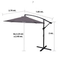 thumbnail image 2 of Sombrilla Gris de Jardín Lateral de 2.7 m con Base y Altura Ajustable | Sombrilla para Patio, Terraza y Exterior, 2 of 10