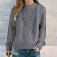 thumbnail image 5 of Duoif Women's Sweaters, Women's Trendy Cable Knit Sweater - Chunky Crewneck Winter Top Fall Sweaters for Women Grey M, 5 of 5