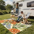 thumbnail image 4 of Outdoor & Indoor Area Rug 5'x8', Waterproof, Non-Shedding, Easy Cleaning, Leaf Mat for Patio, Living Room, Balcony, Dining Room, RV, Deck, Bedroom, Camping, Outside Carpet, Beige Grey, 4 of 10
