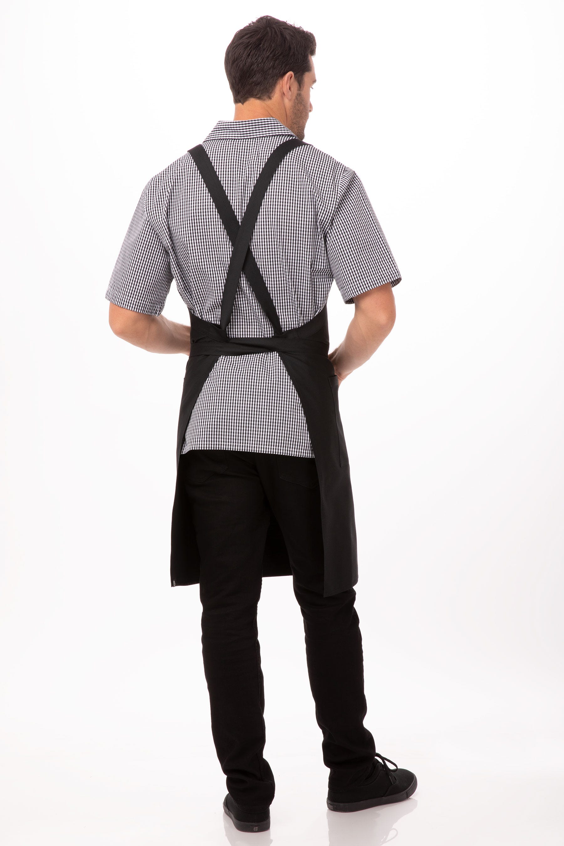 Chef Works Unisex Cross-Back Bib Apron, Black , One Size