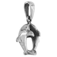 thumbnail image 2 of 1 inch Sterling Silver Kissing Dolphins Pendant 3-D Diamond-Cut Oxidized finish NO Chain, 2 of 3