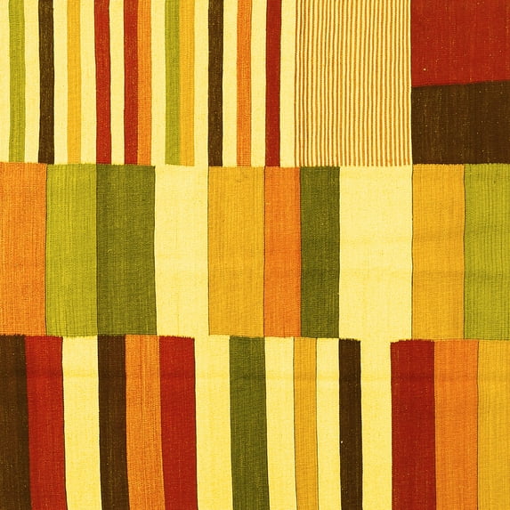 Ahgly Company Indoor Square Southwestern Yellow Country Area Rugs, 5' Square