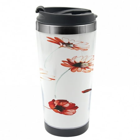 

Watercolor Flower Travel Mug Watercolor Nature Steel Thermal Cup 16 oz by Ambesonne