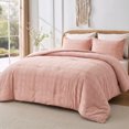 thumbnail image 3 of Regency Heights King/Cal King Comforter Set, 3-Piece Waffle Weave Textured Bedding Set with Soft Lightweight Comforter and Pillow Shams, Cozy 3D Textured Design for All Season, Blush Pink, 3 of 11