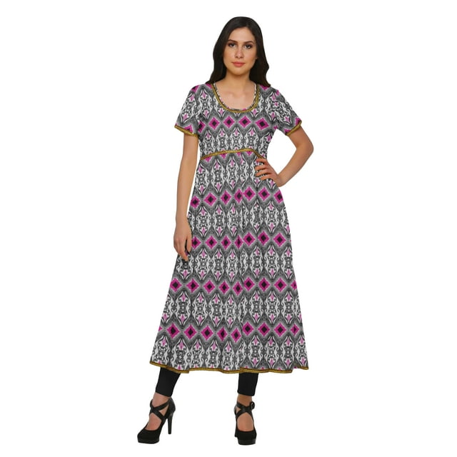 Moomaya Womens Printed Kurta Front Slit Tops Women Summer Wear Tunic Kurti