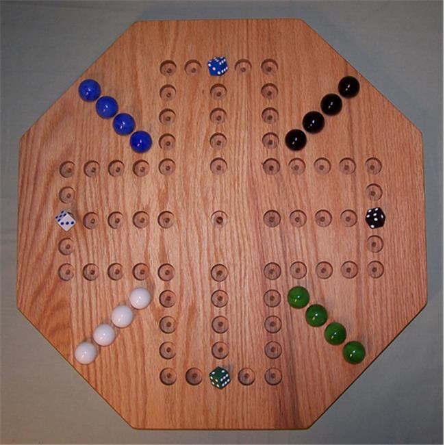13" WOOD OAK AGGRAVATION MARBLE GAME BOARD NATURAL HAND RUBBED OIL FINISH 4/PLAY