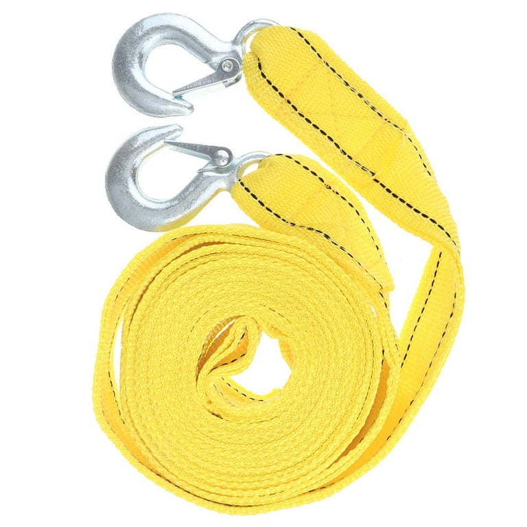4M Heavy Duty 5 Tow Cable Towing Pull Rope Strap Hooks Yellow