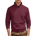 thumbnail image 3 of Quarter Zip Pullover Men 2026 Fall Winter Long Sleeve Jacquard Stand Collar Plain Sweatshirts Mens Pullover Top, 3 of 6