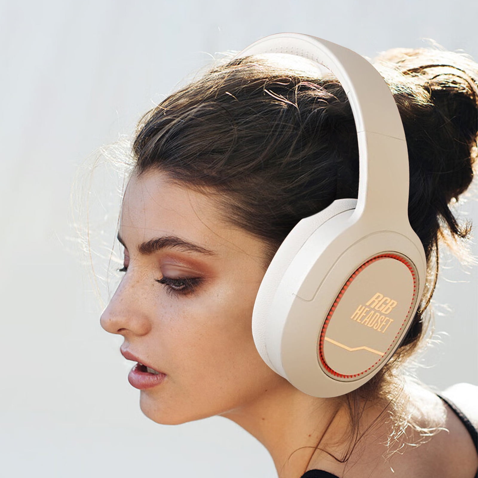 Wireless Bluetooth Over Ear Headphones Up to 28H Battery Life Headset with Microphone Gym Overhead Headphones Compatible with iOS & Android Mobile Phones,Computers,Laptop,White