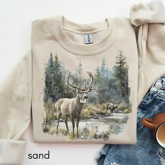 Tee Clo Whitetail Deer Sweatshirt Vintage 90s Wildlife Rancher Retro Cozy Outfit, Full size S-5XL