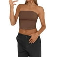 thumbnail image 5 of EliteGoogv Women Tube Tops Strapless Bandeau Tops Slim Fit Summer Y2K Tank Tops Casual Casual Crop Top Bandeau Tanks Sleeveless Shirts Coffee L, 5 of 6