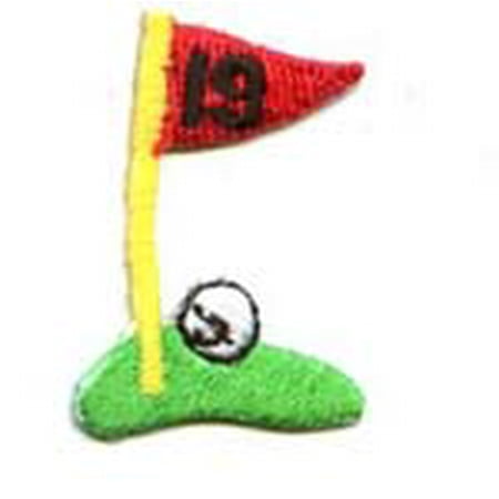 - Small/Mini - 19th Hole - Golf Flag on Green - Iron on Applique/Embroidered Patch