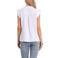 thumbnail image 4 of INSPIRE CHIC V Neck Tops for Women's Summer Casual Ruffles Solid Sleeveless t Shirts Blouses XS White, 4 of 7